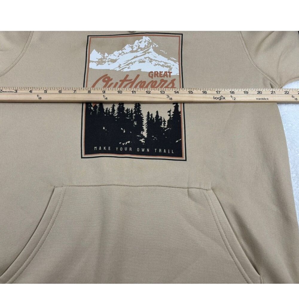 Tallwoods Men's Great Outdoors Graphic Hoodie Tan Pullover Sweatshirt Size M NWT - Picture 7 of 9